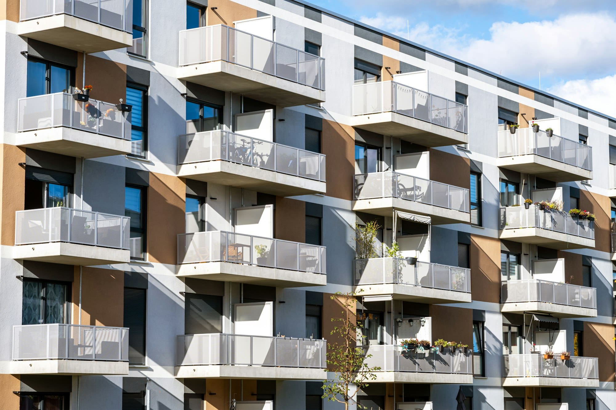 Apartment building with balconies